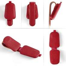 SINGARO - Soporte de anteojos de sol para coche, hebilla magnética de piel, clip para anteojos de sol, tarjeta de boletos para almacenamiento de anteojos, accesorios interiores del coche para hombres y mujeres (gris)(Rojo - 2 piezas) - Multicolor - Ver 5