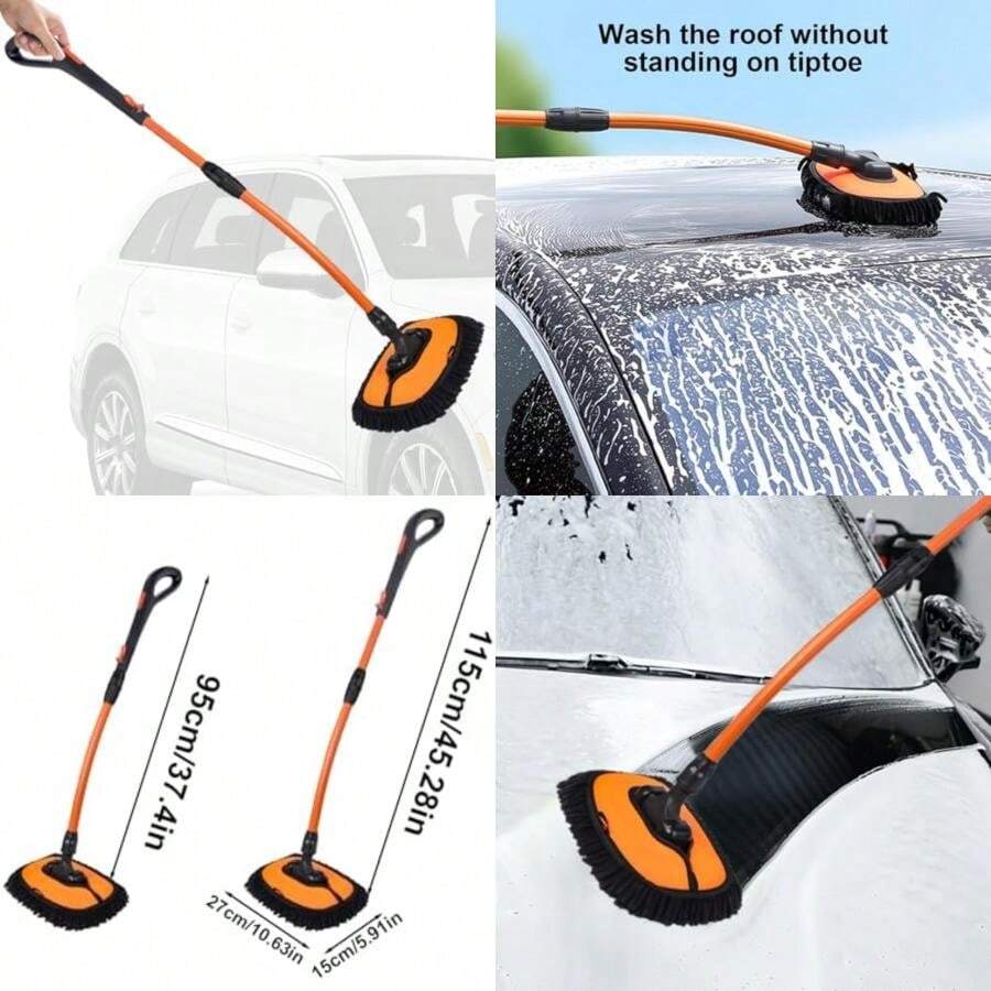 Genérico Car Wash Mop, Car Cleaning Mop, Aluminum Alloy, Chenille Long Handle No Scratch Extendable Duster for Automotive, Truck, Vehicle Dirt Dust Detailing, Auto Washing Tool, 27x15cm(default) - Multicolor - Ver 1