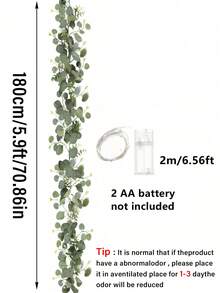 2/4pcs Silver Dollar Eucalyptus Leaf Garland With LED Lights, Artificial Eucalyptus Leaf Table Runner, Fake Greenery Vines For Home Decor, Room, Classroom, Bedroom, Wedding, Bridal Shower, Party, Baby Shower, Patio, Valentine's Day, Gift