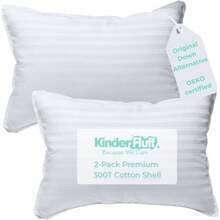 Pillows 2 - Pack u2013 300TC Soft Cotton, Down, Hypoallergenic Washable u2013 Above 4 Years Old 14x20in - White - inicial - Ver 1