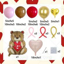 42pcs Valentine's Day Theme Teddy Bear & Heart Set, Includes Creative "I Love You" Teddy Bear, 18-Inch Heart, Pink & Gold Streamers, Suitable For Proposal, Wedding, Valentine's Day Party Decor, Romantic Surprise Gift - Multicolor - View 3