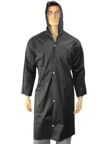 Waterproof Raincoat With Hood, Black, Lined - 黑色 - 查看 7