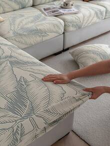 1 tấm bọc ghế sofa co giãn Jacquard màu trơn, họa tiết lá phong cách Bohemian, thân thiện với thú cưng, chống trượt, chống bám bẩn và trầy xước, phù hợp với nhiều loại ghế sofa hình chữ L, 1/2/3/4 chỗ ngồi, sử dụng được cả bốn mùa (xuân, hè, thu, đông), có thể giặt máy, lý tưởng cho trang trí nhà cửa dịp lễ và tân gia. - Màu xanh lam - Xem 3