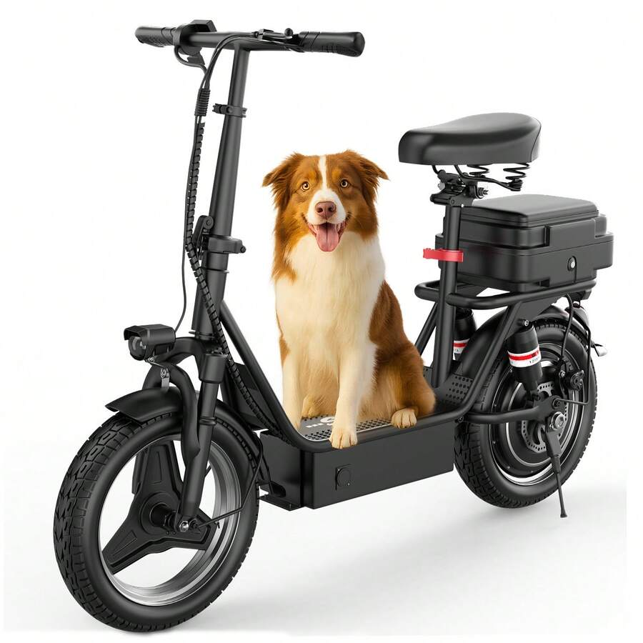 ASKGO Electric Scooter, 1000W Motor, 14" Tires,  30Miles Long Range, 48V 10.4AH Foldable Commuting Electric Scooter With Seat, E Scooter For Adults, Load 265lbs - Black - View 1