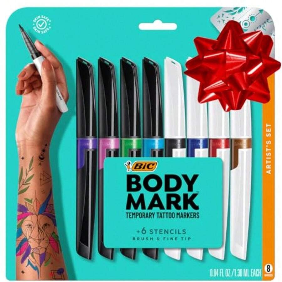 XAPY BIC BodyMark Temporary Tattoo Marker Set With Brant Colors And Mixed Ts 8-Count Pack In Assed Ink - Phấn màu - Xem 1