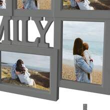 Jerry & Maggie Modern 8-Opening Family Photo Frame Set | Chic Black Wall Decor Collage Frames Fit 4x6 & 6x4 Photos, Perfect For Living Room/Bedroom Home Decor, Christmas Gift - 灰色 - 查看 6