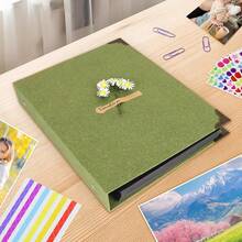 ZEEYUAN Hardcover Scrap Book Album Journal Photos Scrapbook Memories Photo Book Album Vintage DIY Photo Scrap Book Gifts For Couples Anniversary Christmas Than1ks 1giving Valentines Day,GrassGreen - 草綠 - 查看 6