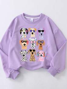 Christmas Outfit Womenchristmas Outfit WomenGirls Cute Dog Pattern Casual Minimalist Long Sleeve Sweatshirt, Fashionable Round Neck Pullover,Suitable For Autumn And WinterLoose And Comfortablewomen Winter Clotheswinter Clothes For Women - 灰色 - 查看 7