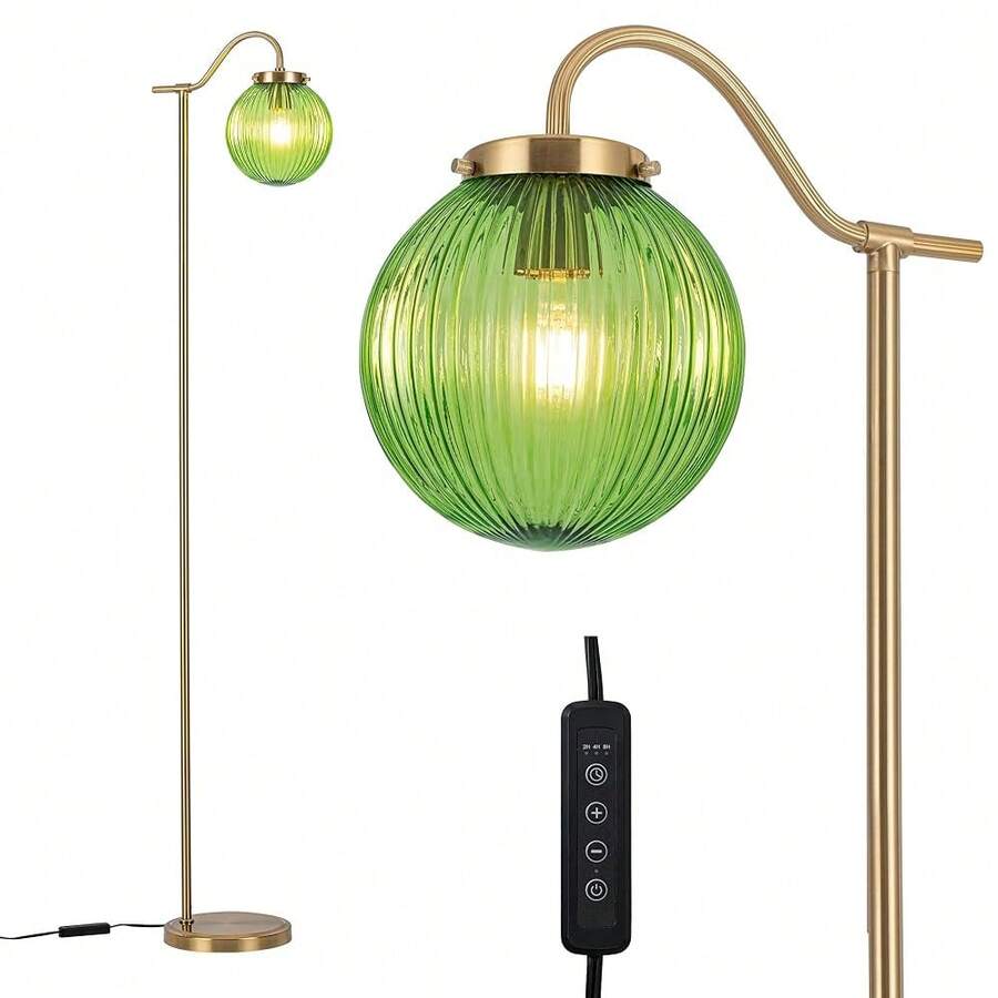 MAYNA Bedroom Floor Lamp, Modern Green Shade, 67\ Tall, Suitable For Bedroom, Study, Office (Includes 2700K Bulb) (Gold And Green),Copper+Green2 - 銅綠2 - 查看 1