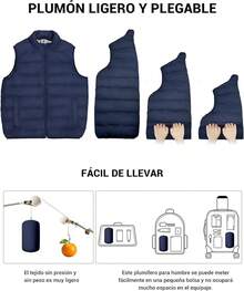 Chaleco Para Hombre, Chaleco De Otoño E Invierno, Chalecos Casuales Para Hombre Es Ligera, Cálida Y Plegable - Azul marino - Ver 6