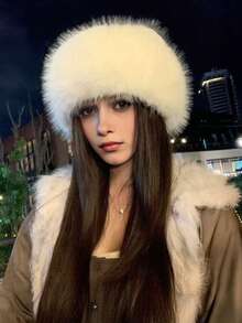 1pc Faux Fur Women Bucket Hat, Casual Outdoor, Hiking, Cycling, Travel, Warm And Ear Protection, Autumn/Winter