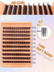 120pcs Separate Curled False Eyelashes, Curl Length 10-16mm. This Is A Mixed Style DIY Eyelash Set, Creating A Natural, Lengthening, Volumizing And Long-Lasting Makeup Look. Suitable For Beginners, Can Be Used At Home Or Outdoors, Applicable For Daily Life, Parties, Music Festivals And Various Occasions. - Coral Orange - View 7