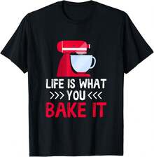 Das Leben ist das, was man backt, Konditor Muffin Cupcake Keks T-Shirt Damen T-Shirt Grafik T-Shirts Crop Tops Outfits Tops T-Shirt - Schwarz - Übersicht 2