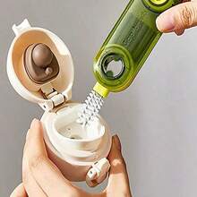 一套三合一多功能厨房杯瓶清洁刷 - 迷你杯盖清洁器，可清洁凹槽和缝隙 - 绿色、灰色和蓝色 - 方便实用