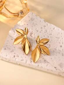 1 par/2 peças de brincos vintage de aço inoxidável em formato de flor, brincos de estrela-do-mar com pingente de concha e gota d'água banhados a ouro 18K, joias femininas em ouro grosso resistentes ao desbotamento, ideais para férias, casamentos, uso diário, presentes e Dia dos Namorados. - brincos de aço inoxidável - Ver 4