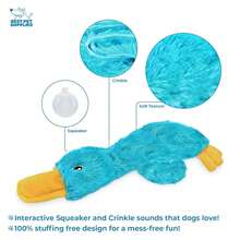 Best Pet Supplies Crinkle Dog Toy For Small, Medium, Cute No Stuffing Duck With Soft Squeaker, Fun For Indoor Puppies And Senior Pups, Pl 11ush No Mess Chew And Play - Turquoise, Large,Large(Packof1),ACrinkleDuck(Turquoise) - aCrinkleDuck(綠松石色) - 查看 4