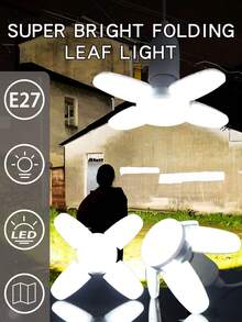 1/2/4pcs E27 LED Bulb Fan Blade Timing Light - AC85-265V, 28W, Foldable Ceiling Light, 3D Printed Design, For Indoor Use, No Battery Required, Modern Indoor Ceiling Lighting, Sturdy And Durable Structure, LED Bulb - Folding Leaf Light White Light - View 2