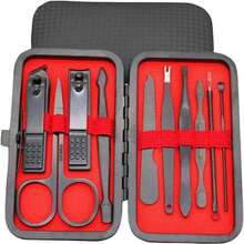 WEKOME Manicure Pedicure Set Stainless Steel Nail Clippers Personal Nail Clipping Tools Portable Travel Grooming Kit With Snap-Shut Case - Red - View 3