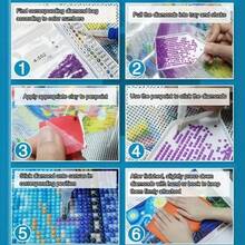 1件套无框圆形钻石画套装 - 全钻钻石画，DIY马赛克工艺套装，包含点钻笔、胶水、钻石托盘和钻石珠。适合钻石画爱好者、家居墙面装饰礼品、儿童益智玩具、减压用品。 - 彩色 - 查看 8