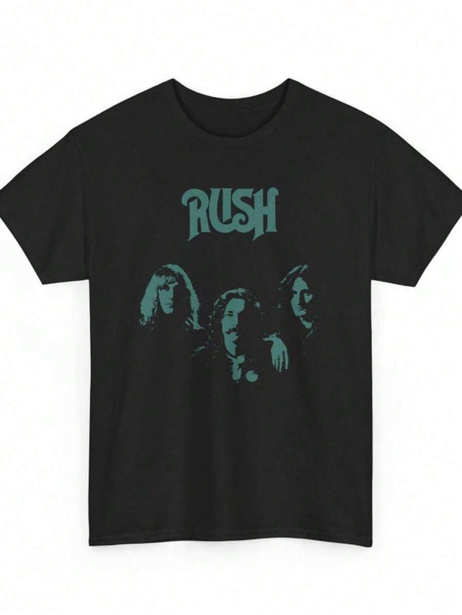 Rush Band Image Printed T-Shirt - 黑色 - 查看 1
