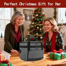 AWYYYOREPEK 2 Layer Slow Cooker Carrier Compatible With 6 7 8 Quart Crock-Pot Insulated Large Slow Cooker Travel Bag With Bottom Pad Lid Fasten Straps For Family Gathering Potluck Gift For Women - 深灰色 - 查看 2
