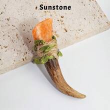 1件迷你天然宝石玫瑰石英和紫水晶水晶权杖原石女巫魔法棒精美儿童魔杖创意游戏万圣节装饰圣诞礼物春季饰品 - 原石鹿角小權杖 - 查看 16