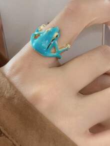 1pc Creative Cute Frog Mouth Design Women Finger Ring Accessory - Frog - View 1