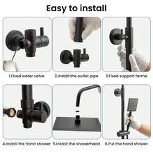 8/10-Inch Square Adjustable Rainfall Handheld Shower Set – Chrome-Plated Thermostatic Mixer With Hose & Stainless Steel Bar For Overhead And Handheld Use - 8-inch - View 8