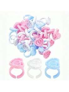 Bandeja en forma de corazón para sujetar el pegamento de pestañas, paleta de adhesivo para extensiones de pestañas con diseño de flor para herramientas de maquillaje de pestañas postizas - Multicolor - Ver 2