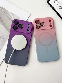 时尚渐变硅胶磨砂磁吸手机壳，圣诞礼物，冬季礼物 - 紫灰色 - 查看 3