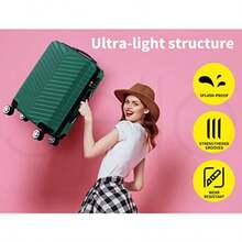 Slimbridge 20" Inch Luggage Suitcase Trolley Travel Packing With Built-In Lock Hard Shell Wheels 360° Spinner Luggages Suitcases Carry On Bag Green - As Pic - View 5