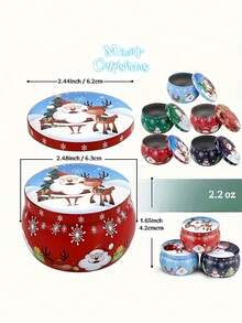 1/4pcs Christmas Candle Jar With Snowman, Reindeer And Santa Claus Design - 2.2oz Cast Iron Candle Box For Candle Making, Holiday Decorations, Party Supplies And Candy Jars, Christmas Ornaments, Festive Design, Durable Construction. - Multicolor - View 5