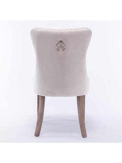 Nikki Collection Modern, High End Tufted Solid Wood Contemporary Fluwelen Upholstered Dining Stoel Legs Nailhead Pcs Set, Beige, DE2001BG view 6