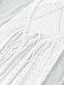 Sexy Knit Cut Out Tassel Spaghetti Strap Bodycon Beach Maxi Dress Summer Women's Holiday Club Party Outfit Swimsuit Cover Up - White - View 9