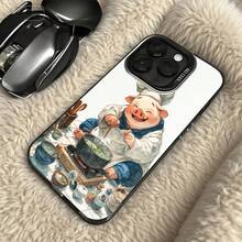 Funda de Teléfono Impresión de Escena de Cocina de Chef Cerdo Blanco para iPhone 14 13 12 11 Pro Max y  Galaxy S23 S22 S21 Plus, Opción de Regalo Ideal para Todas las Temporadas - Plateado - Ver 5