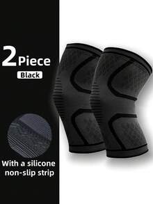 Rodilleras de silicona antideslizantes y de compresión unisex, adecuadas para baloncesto, fútbol, senderismo, correr, absorben el sudor, transpirables, soportes elásticos para la rodilla para deportes - Multicolor - Ver 15