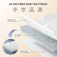 Jimberbay Baby Bassinet, 5 In 1 Bedside Sleeper With Mosquito Net Diaper Table 4D Air Fiber Mattress And Storage Basket, Waterproof Mattress Baby Crib, Grey - Grey - View 4