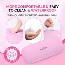 KKXY Nail Arm Rest Pable Manicure Hand Rest Essional PU Leather Nail Hand Rest Stand For Acrylic Nails Nail Hand Pillow For Nail Tech Manicurist Travel Salon He Pink - 粉色 - 查看 2