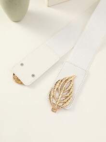 1pc Fashionable & Elegant Metal Buckle Elastic Waist Belt - White - View 3