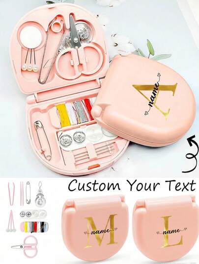 1 Pc Customized Name Travel Sewing Kit With Organizer Case Embroider Set Emergency Repair Tools Box Portable Needlework Accessories With Threads Scissors Hand Sewing Needles Personalized DIY Name Travel Accessories