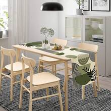 1pc Bohemian Leaf Table Runner, Sage Green Tropical Palm Tree Medieval Modern Abstract Arch Geometric Dining Runner Suitable For Farmhouse Cabin Home Kitchen Dining Room Holiday Party Decor, 13x35/13x47/13x72/13x90/13x108 Inches