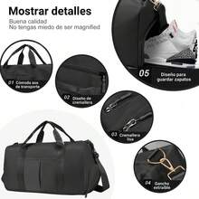 Bolsa de Deporte para Gimnasio Seca/Húmeda con Bolsillo Separado y Compartimento para Zapatos - Ideal para Viajes, Entrenamiento, Natación y Yoga, Unisex Adulto (Azul) - Azul - Ver 4
