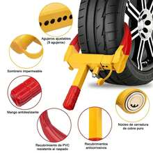Cerradura de abrazadera de rueda con 2 llaves, cerraduras universales para neumáticos, cerradura antirrobo, cerraduras de remolque resistentes y ajustables para automóviles, camiones, remolques, autocaravanas y furgonetas. - Dorado - Ver 3