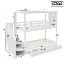 Kids Bed Frames, Headboards & Footboards - White + Wood + 90cm*200cm-1 - View 3