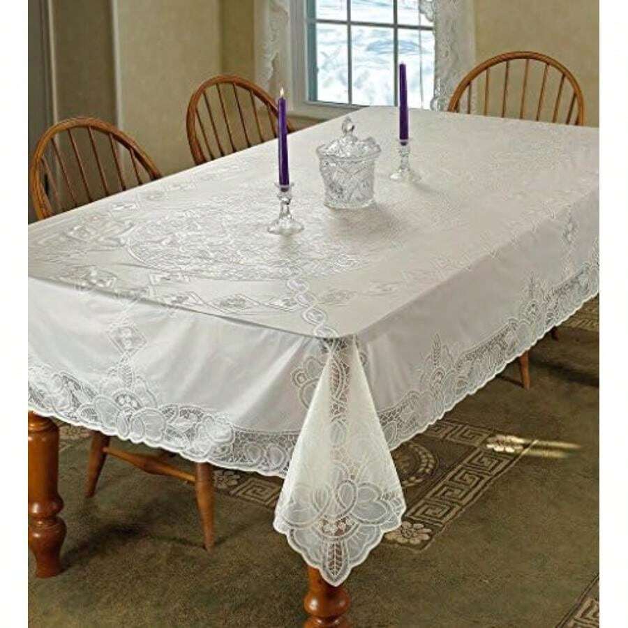 Violet Linen Mantel Rectangular de Lino, diseño de Betenburg, Color , 152 x 264 cm(264 x 152 cm (Rectangular) Beige) - Multicolor - Ver 1