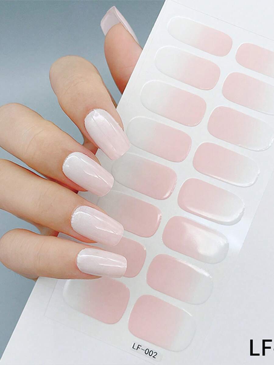 Novos adesivos de unhas em gel à prova d'água, sem necessidade de assar, com cores sólidas e estampas transfronteiriças. Adesivos para unhas com efeito 3D de pó de cebola, à prova d'água, de longa duração e resistentes, ideais para uso diário, presentes e festas. - Baby Rosa - Ver 1
