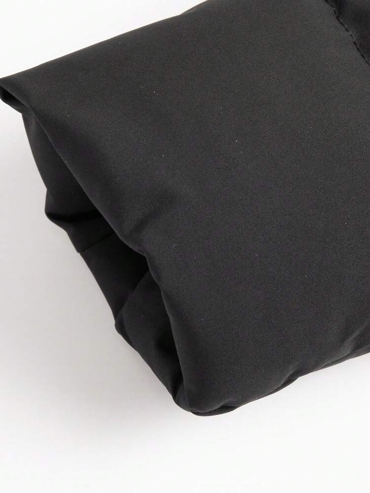 Men's Mid-Length Hooded Down Jacket, Thick Windproof Warm, Solid Color Design, Fashion New Style, Men's Casual Outerwear - Black - View 8