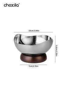 choxila 1pc/2pcs Stainless Steel Dessert Bowl With Wooden Base, Nut Bowl, Snack Bowl, Date Palm Bowl, Fruit Bowl, Creative Fruit Snack Cup, Multifunctional Dessert Cup, Dining Plate, Hospitality Tray, Used For Family Gatherings, Afternoon Tea, Living Room, Office, Hotel, Weddings, Ramadan Party Supplies - Dessert Bowl - View 9