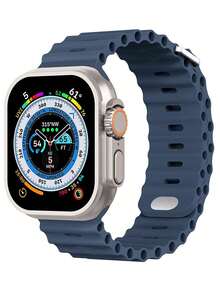 1条男女通用海洋主题柔软硅胶运动表带，适用于38mm、40mm、41mm、42mm、44mm、45mm、49mm的苹果手表，兼容Series 8、7、6、5、4、3、2、1、Ultra、SE等型号。 - 寶藍 - 查看 12