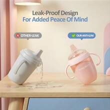 Taza con pajita de entrenamiento de silicona, suave, a prueba de fugas y fácil de agarrar, resistente al calor y esterilizable, taza con boquilla para bebés en proceso de aprendizaje (210ml) - Multicolor - Ver 5